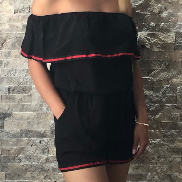 Black Romper with Red Detail - Picture 1 of 1